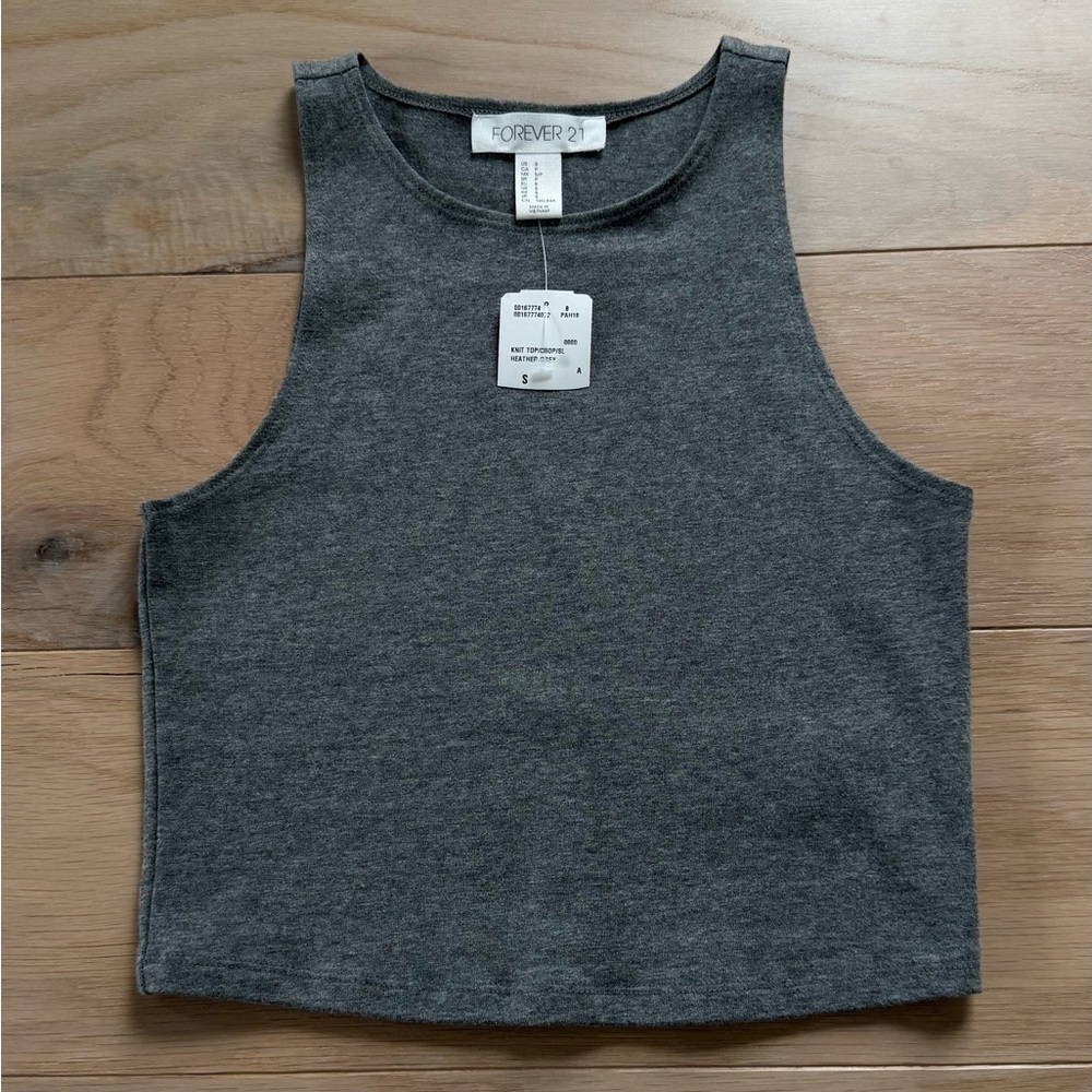 NWT FOREVER 21 women’s knit gray crop top shirt size Small